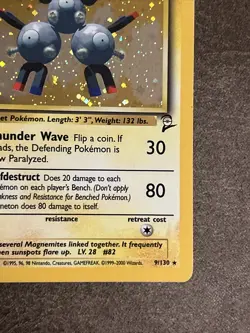 2000 Pokemon TCG - Base Set 2 - Magneton Holo w/ SWIRL 9/130 - LP - Image 4