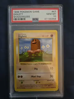 Diglett Shadowless PSA 10 Pokemon Base Set 1999 #47 - Image 1