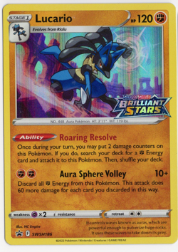Lucario Prerelease SWSH186 Promo Holo Pokemon Card - Image 1