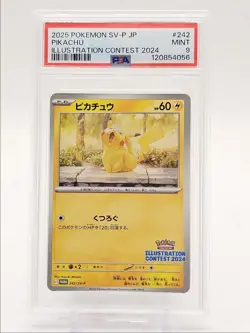 PIKACHU 2025 POKEMON JPN ILLUSTRATION CONTEST 2024 PROMO 242/SV-P PSA 9 Q0004 - Image 1