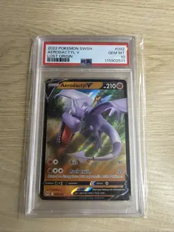 2022 POKEMON SWORD & SHIELD LOST ORIGIN #092 AERODACTYL V PSA 10 - Image 1