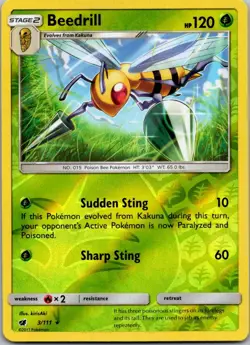 Pokemon Crimson Invasion Beedrill Reverse Holo 3/111 - Image 1