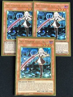 YUGIOH SKY STRIKER ACE RAYE MGED-EN017 1ST GOLD X3 NM - Image 1