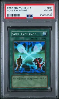 2002 YU-GI-OH! STARTER DECK: YUGI 041 SOUL EXCHANGE Super Rare Holo Fresh PSA 8 - Image 1