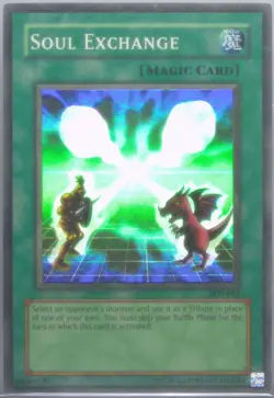 2002 YU-GI-OH! STARTER DECK: YUGI 041 SOUL EXCHANGE Super Rare Holo Fresh PSA 8 - Image 3