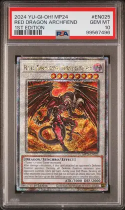 Red Dragon Archfiend Yugioh 2024 MP24-EN025 Quarter Century Secret 1st PSA 10 - Image 1