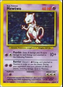 Mewtwo 10/102 Rare Original Base Set 1999 WOTC Pokemon Card - Image 1