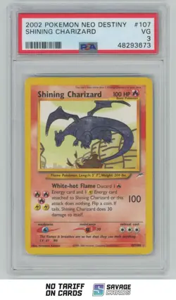 2002 Pokemon Neo Destiny Holo Shining Charizard PSA 3 #107/105 - Image 1