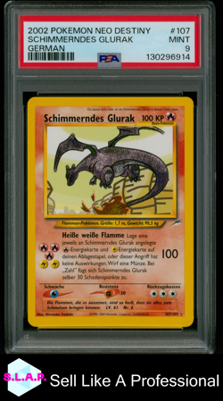 SCHIMMERNDES GLURAK GERMAN POKEMON NEO DESTINY 2002 107 PSA 9 - Image 1