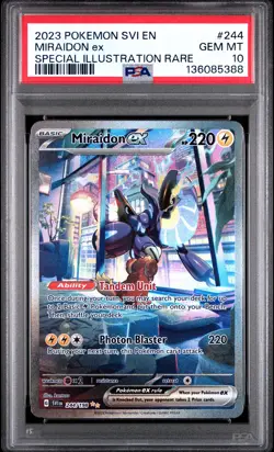 2023 POKEMON SVI EN-SCARLET VIOLET SPECIAL ILLUSTRATION RARE MIRAIDON EX PSA 10 - Image 1