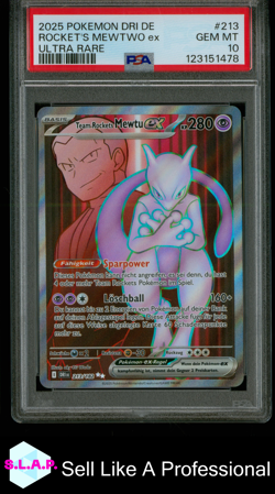 ROCKET'S MEWTWO EX ULTRA RARE POKEMON GER DRI DE-DESTINED RIVALS 2025 213 PSA 10 - Image 1