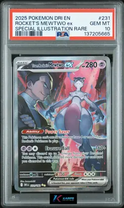 Pokemon PSA 10 Team Rocket's Mewtwo Ex #231/182 Destined Rivals SIR 2025 English - Image 1