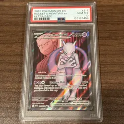2025 POKEMON DRI EN-DESTINED RIVALS ULTRA RARE TEAM ROCKET'S MEWTWO EX PSA 10 - Image 1