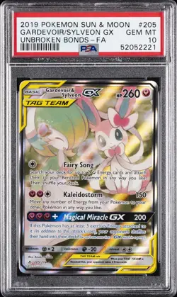 2019 POKEMON SUN & MOON UNBROKEN BONDS FULL ART/GARDEVOIR & SYLVEON GX PSA 10 - Image 1