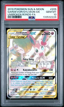 2019 POKEMON SUN & MOON UNBROKEN BONDS FULL ART/GARDEVOIR & SYLVEON GX PSA 10 - Image 1