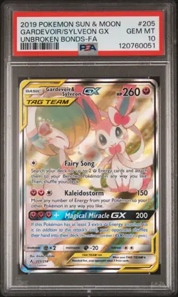 2019 POKEMON SUN & MOON UNBROKEN BONDS FULL ART/GARDEVOIR & SYLVEON GX PSA 10 - Image 1