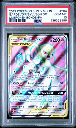 2019 POKEMON SUN & MOON UNBROKEN BONDS FULL ART/GARDEVOIR & SYLVEON GX PSA 10 - Image 1