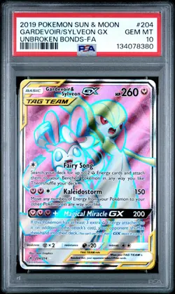 2019 POKEMON SUN & MOON UNBROKEN BONDS FULL ART/GARDEVOIR & SYLVEON GX PSA 10 - Image 1