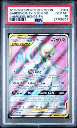 2019 POKEMON SUN & MOON UNBROKEN BONDS FULL ART/GARDEVOIR & SYLVEON GX PSA 10 - Image 1
