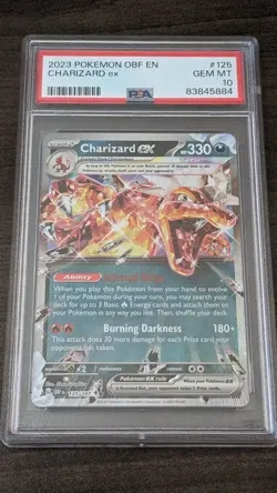 CHARIZARD EX 2023 Pokemon #125/197 PSA 10 GEM-MINT Obsidian Flames Graded! - Image 1