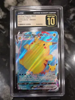 Pokemon Pikachu TCG Surfing VMAX Celebrations Holo Ultra Rare Card 009/025 - Image 1