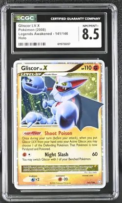 CGC 8.5 Gliscor LV.X 2008 Legends Awakened 141/146 Holo Pokemon Card - Image 1