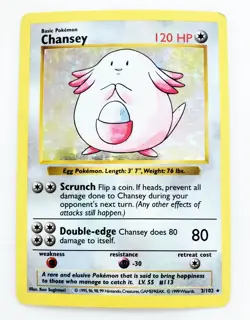 SHADOWLESS Chansey Holo Foil Rare Base Set 3/102 1999 Pokemon TCG Card - Image 1