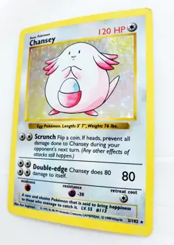 SHADOWLESS Chansey Holo Foil Rare Base Set 3/102 1999 Pokemon TCG Card - Image 3