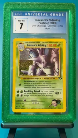 CGC 7 Giovanni's Nidoking 2000 Gym Challenge 7/132 Holo Pokemon Card - Image 1