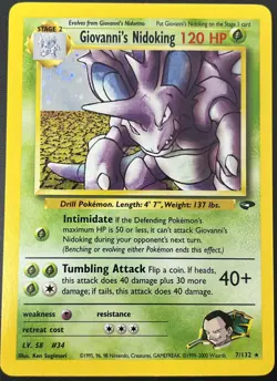 Giovanni's Nidoking 7/132 Gym Challenge Holo Rare Pokemon Card TCG NM - Image 1