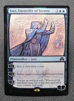 MTG FOIL Jace, Unraveler of Secrets- DAMAGED -SDCC 2017 Promo Magic Card # 069 - Image 1