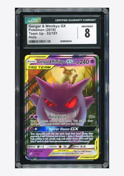 Pokemon CGC 8 Gengar & Mimikyu GX Holo 2019 53/181 Team Up English - Image 1