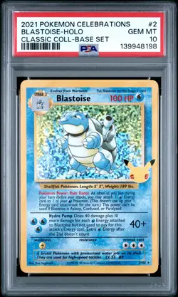 2021 POKEMON CELEBRATIONS CLASSIC COLLECTION #2 BLASTOISE-HOLO PSA 10 - Image 1