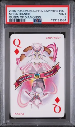 2015 POKEMON ALPHA SAPPHIRE PLAYING CARDS QUEEN OF DIAMONDS MEGA DIANCIE PSA 9 - Image 1