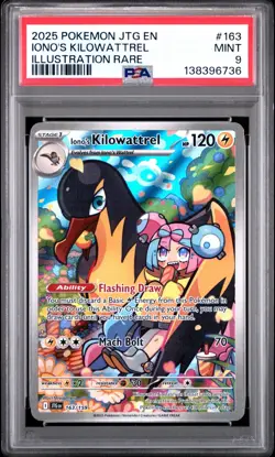 2025 Pokemon JTG En Iono's Kilowattrel Illustration Rare #163 PSA 9 Mint - Image 1