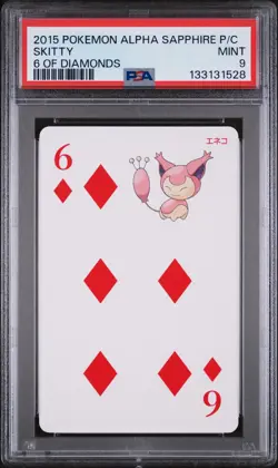 2015 POKEMON ALPHA SAPPHIRE PLAYING CARDS 6 OF DIAMONDS SKITTY PSA 9 - Image 1