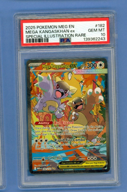 2025 POKEMON MEG EN- EVOLUTION ILLUSTRATION RARE #182 MEGA KANGASKHAN EX PSA 10 - Image 1