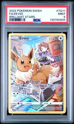 2022 POKEMON SWORD & SHIELD BRILLIANT STARS #TG11 FULL ART/EEVEE PSA 9 - Image 1
