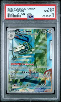2023 POKEMON PAR EN-PARADOX RIFT ILLUSTRATION RARE #209 FERROTHORN PSA 10 - Image 1