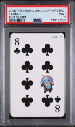 2015 POKEMON ALPHA SAPPHIRE PLAYING CARDS 8 OF CLUBS ILLUMISE PSA 9 - Image 1