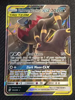 Pokemon TCG Umbreon and Darkrai GX Tag Team Card 125/236 NM - Image 1