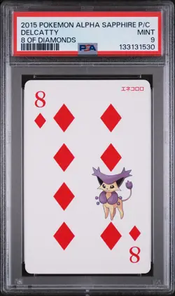 2015 POKEMON ALPHA SAPPHIRE PLAYING CARDS 8 OF DIAMONDS DELCATTY PSA 9 - Image 1