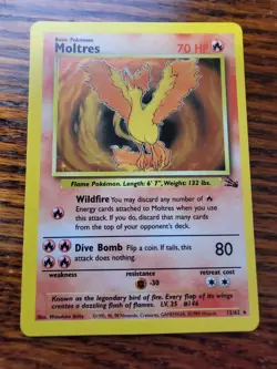 Moltres Holo - Fossil Set 12/62 - 1999 Pokemon Card LP WOtC - Image 1
