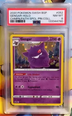 Pokemon PSA 8 Gengar Holo From Champion Path Pin Collection - SWSH052 - Image 1