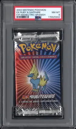 POKEMON EX RUBY & SAPPHIRE GRADED BOOSTER PACK SPANISH - MANECTRIC ART - PSA 8 - Image 1