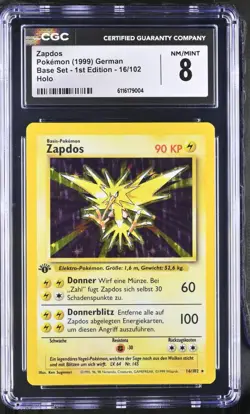 Pokemon GERMAN Zapdos Base Set 1st Edition Holo Rare #16 WOTC Vintage - Image 1