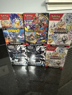 POKEMON TCG BOOSTER BUNDLE X6 LOT PRISMATIC MEGA EVOLUTION SURGING BLACK BOLT - Image 1