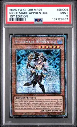 2025 YU-GI-OH! MP25-MEGA-PACK TIN 1ST ED #EN004 NIGHTMARE APPRENTICE PSA 9 - Image 1
