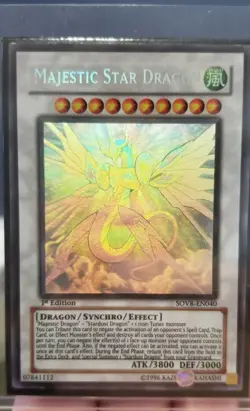 YuGiOh Majestic Star Dragon - SOVR-EN040 - Ghost Rare 1st Edition Heavily Played - Image 1