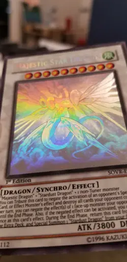 YuGiOh Majestic Star Dragon - SOVR-EN040 - Ghost Rare 1st Edition Heavily Played - Image 3